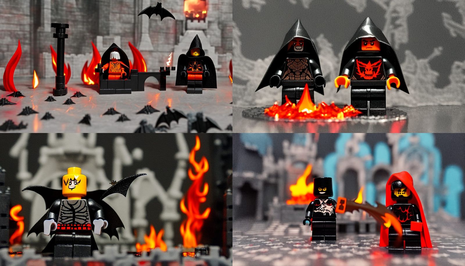 Evil Lego Minifig on Throne in Burning Dungeon