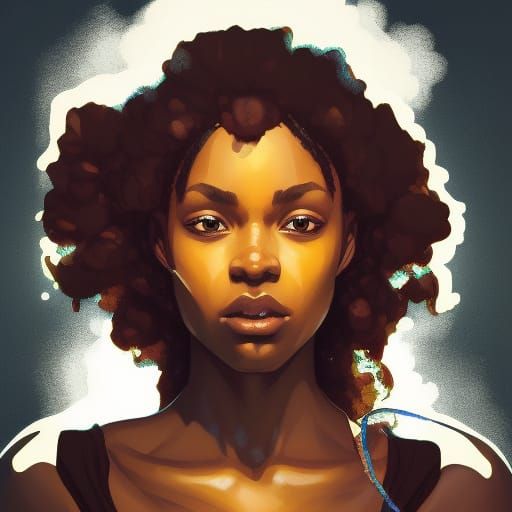 Black Phoenix Portrait in Hyperdetailed Digital Art