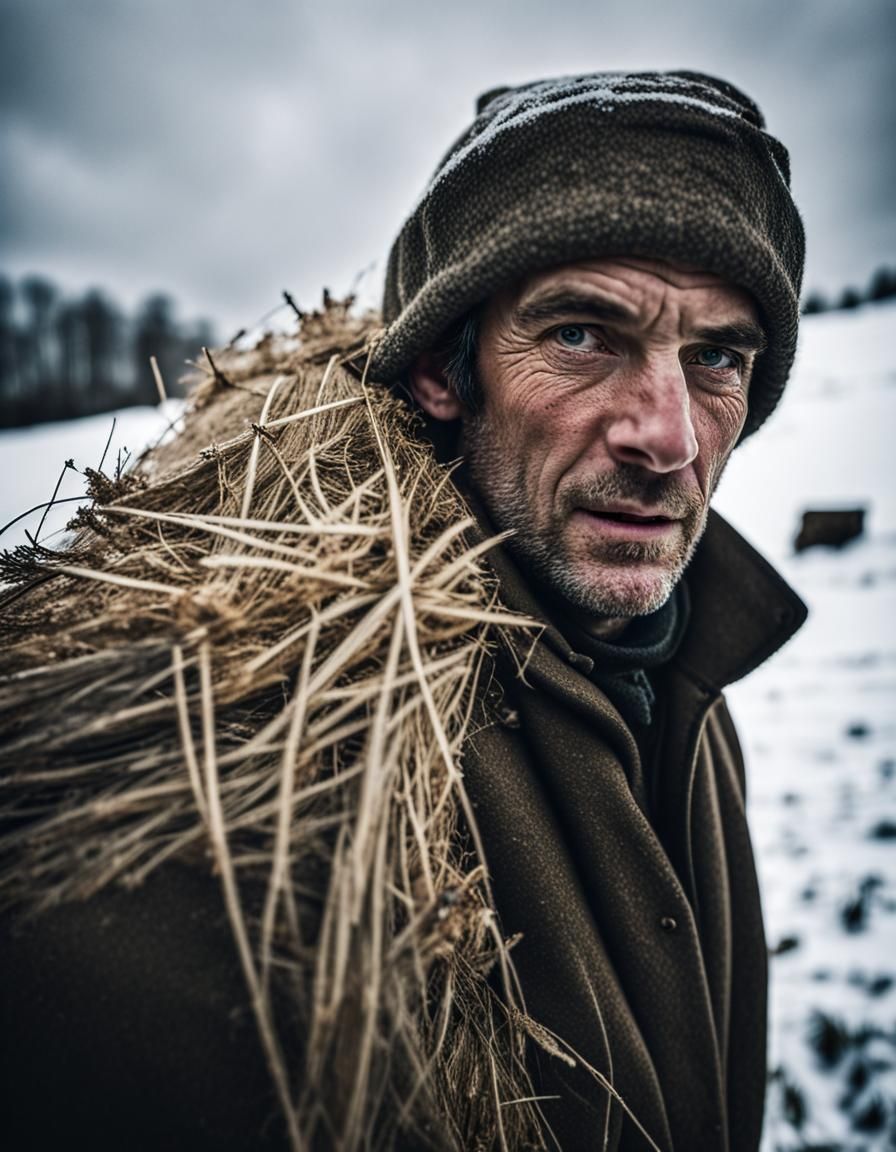 Cumbrian Hill Farmer in Snow, Ambient Portrait