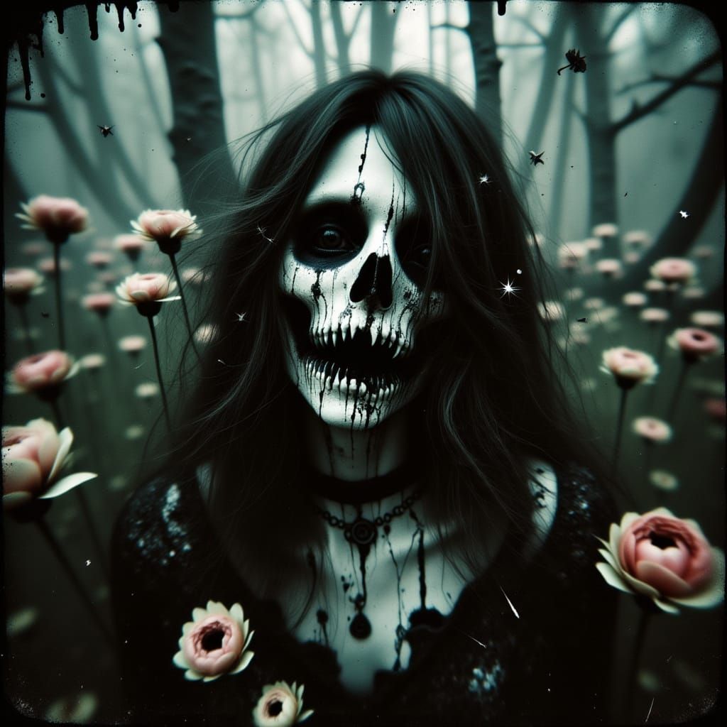 Sinister Beauty: Grim Reaper in Decayed Garden