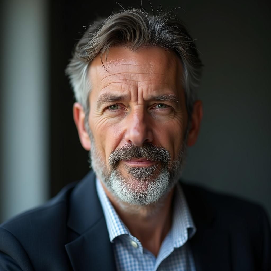 Professional Portrait of Middle-Aged Man in Studio