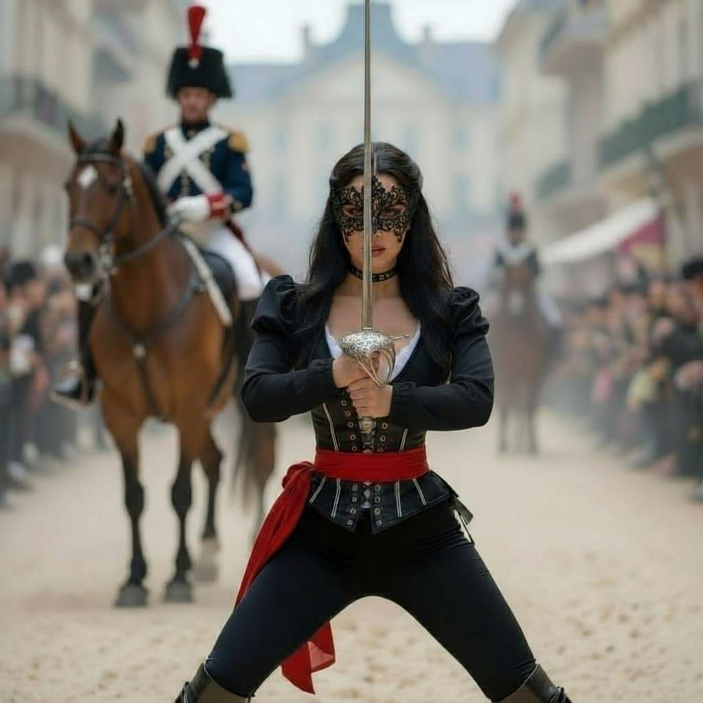 Napoleonic Soldier Charges Latina on Beach