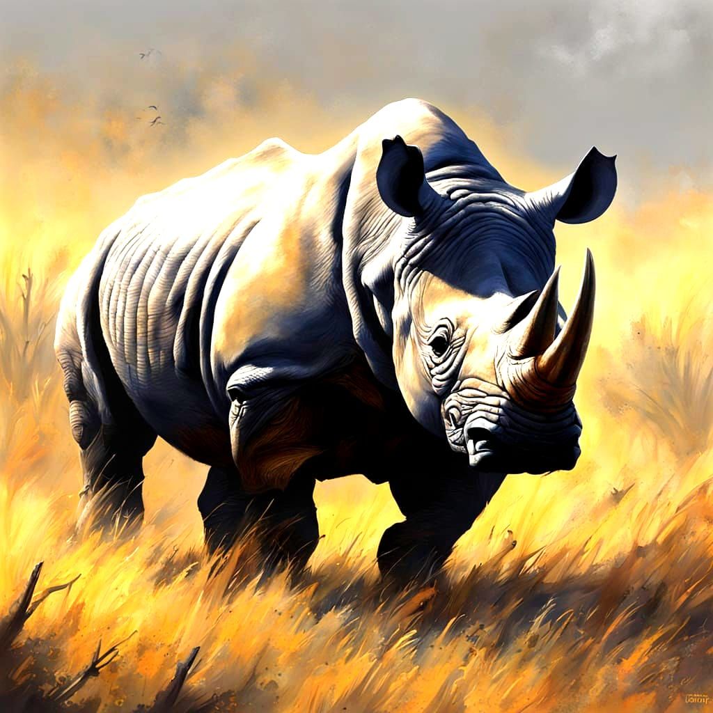Sinister Western Black Rhino Artwork