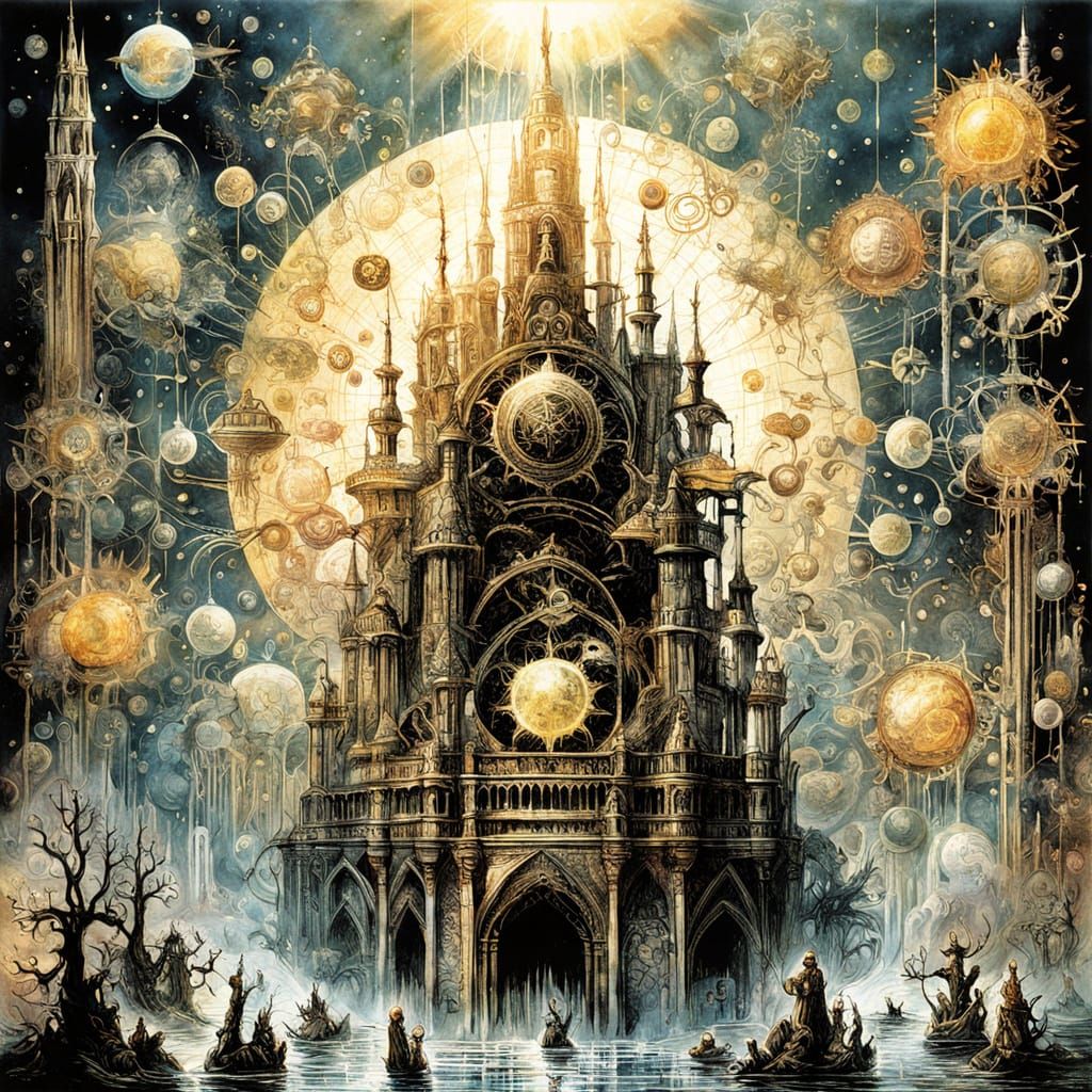 Choir of Submerged Suns Underwater Cathedral in Mixed Media ...