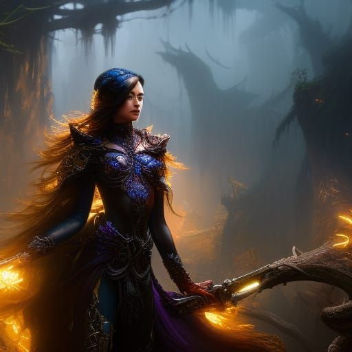 Woman Bleeding Sapphires: Macabre Digital Art