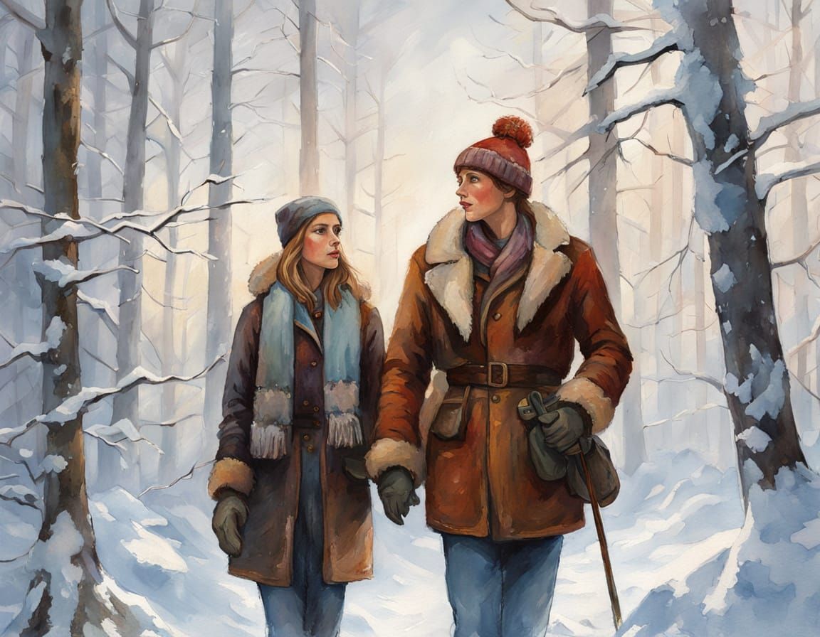 Enchanted Winter Scene in Impressionist Style