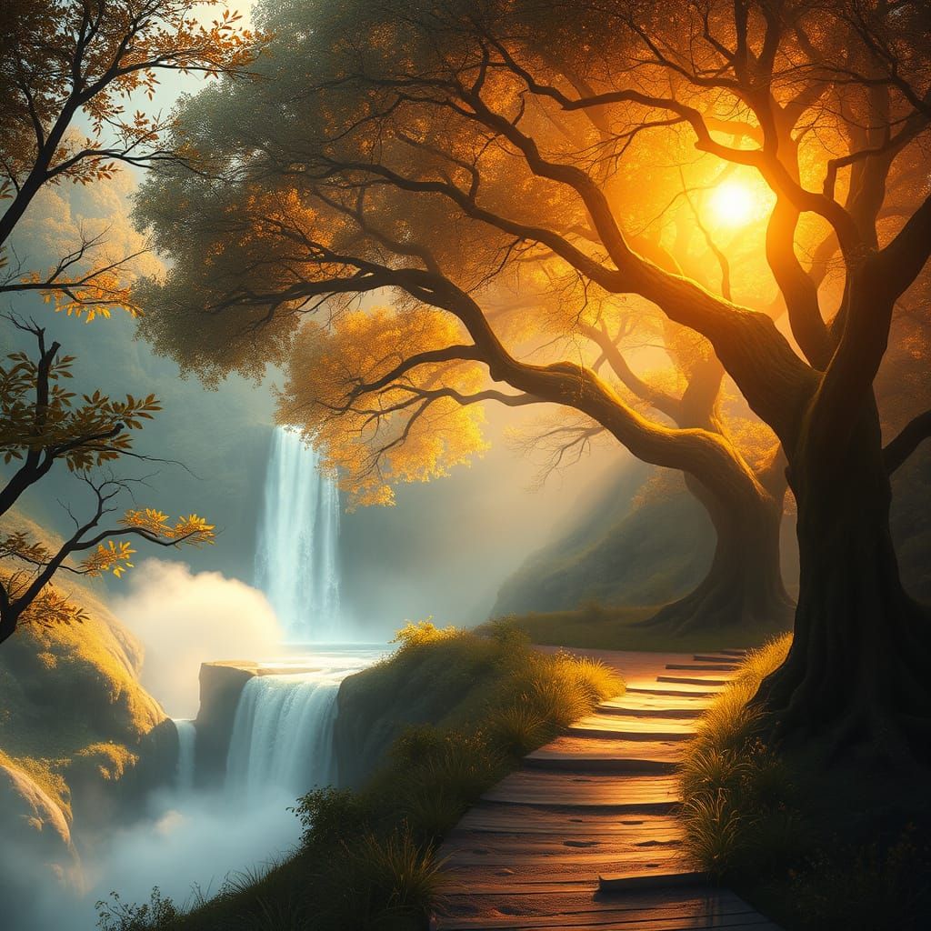 Ethereal Sanctuary Bathed in Golden Light