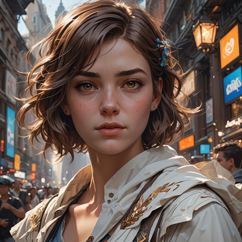 Detailed Portrait of a Girl in Art Nouveau Style