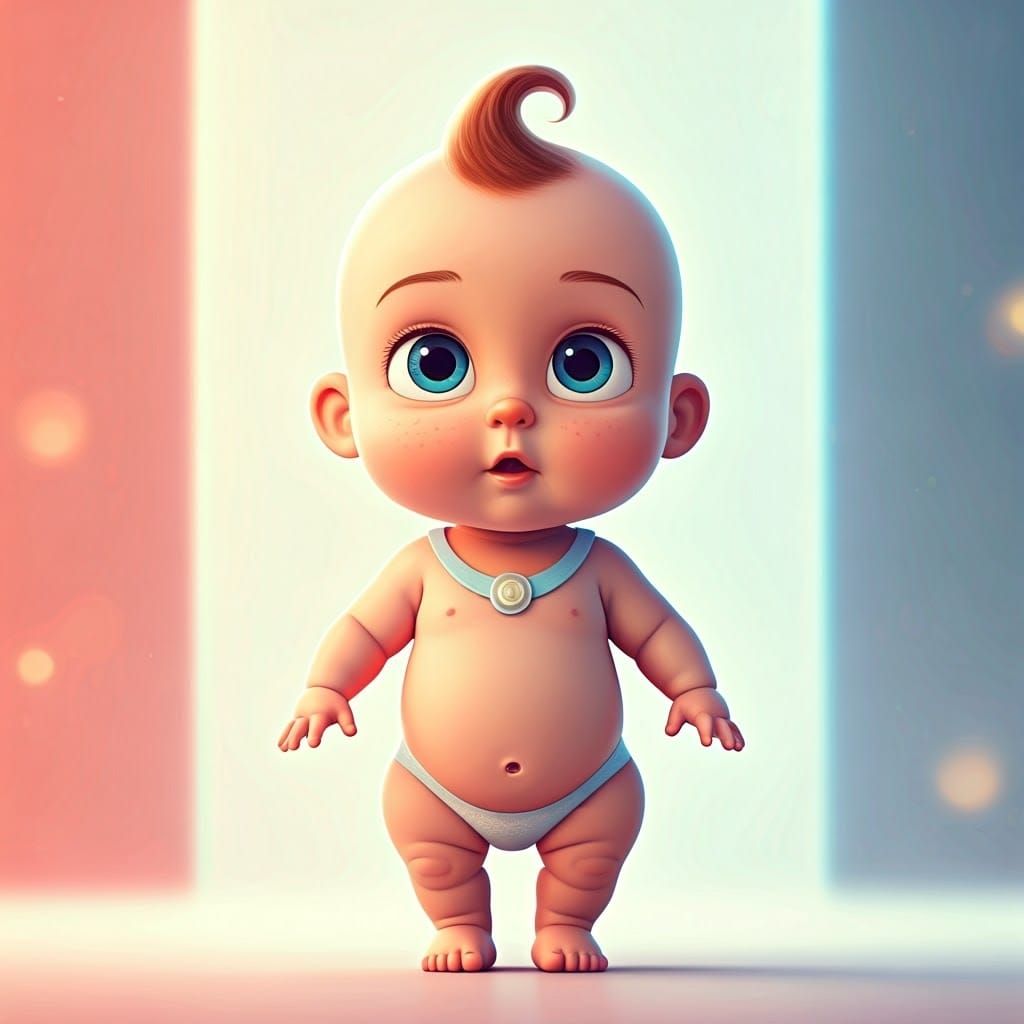 Enchanting Infant Hero in Dreamy Cityscape