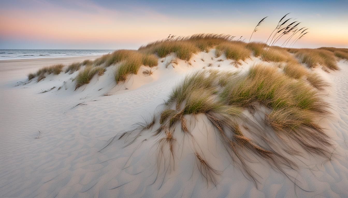 Flax Bush on Bleached Sand Dunes at Dawn