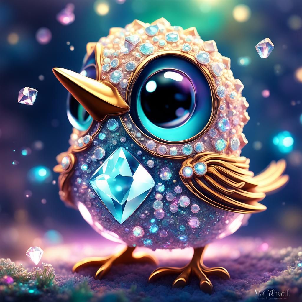 Sparkly Diamond Bird in Enchanted Garden