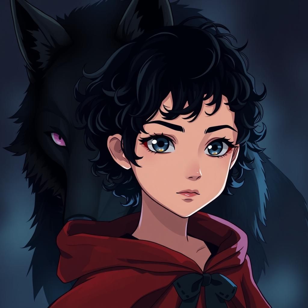 Gothic Anime Red Riding Hood and Wolf