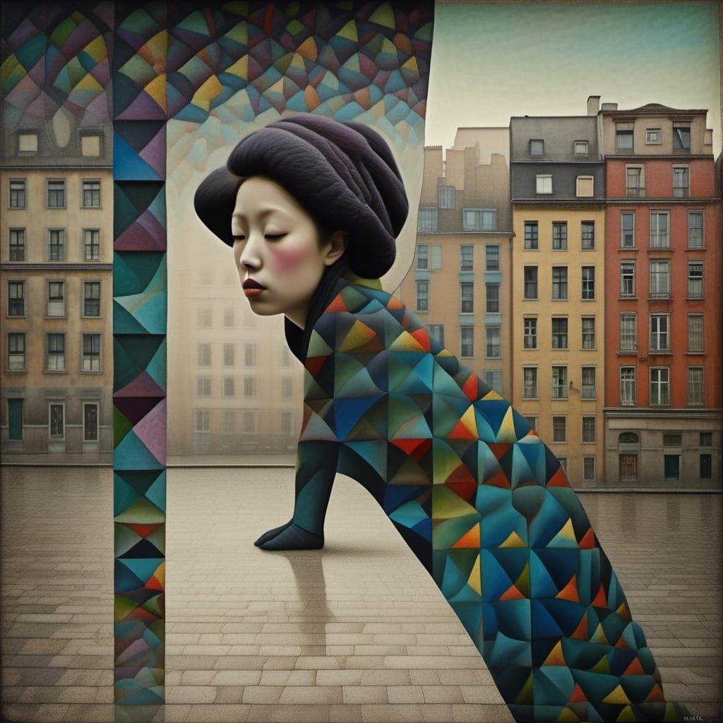 Abstract Polychromatic Emotional Life in Bizarre City