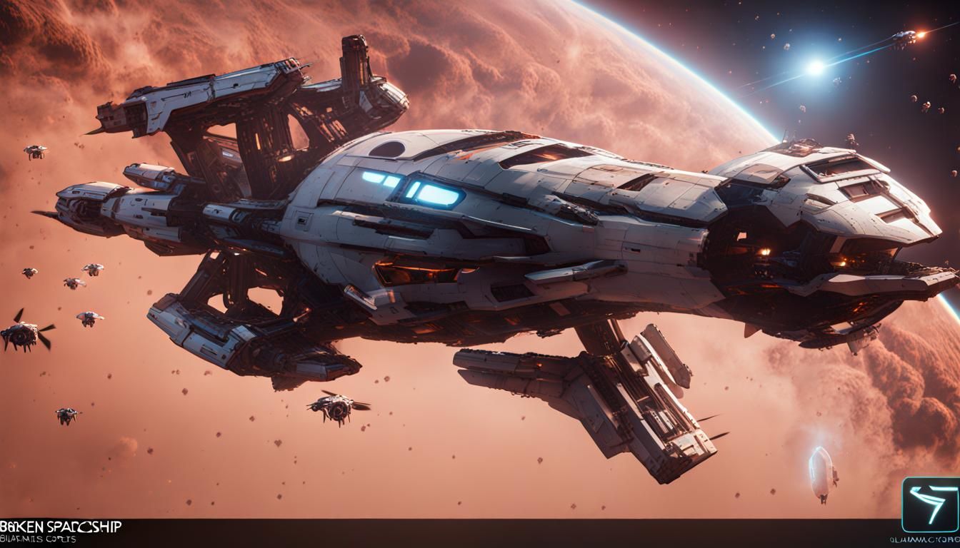 Broken Spaceship Attacked by Drones in Space