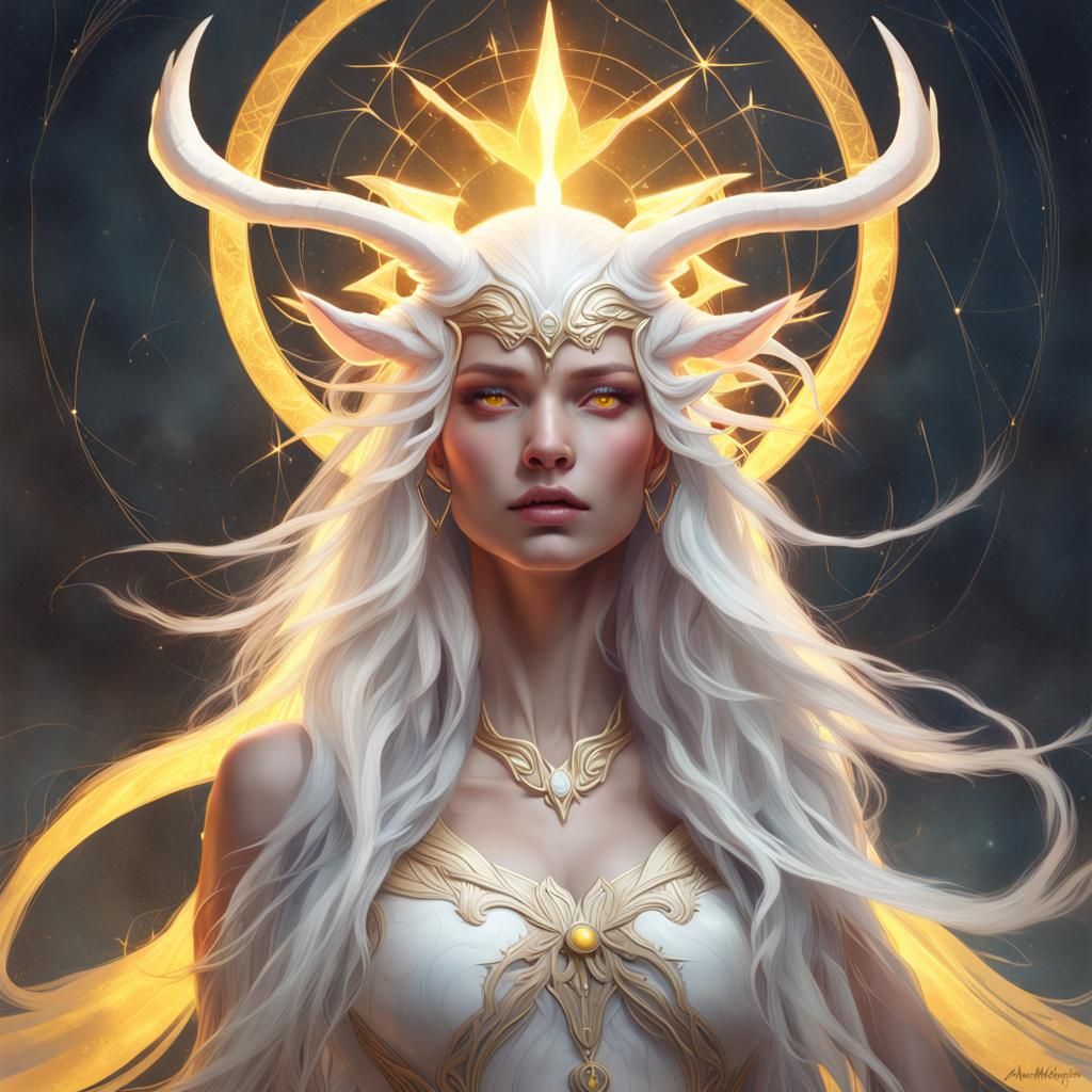 Celestial Woman Portrait in Hyperdetailed Style