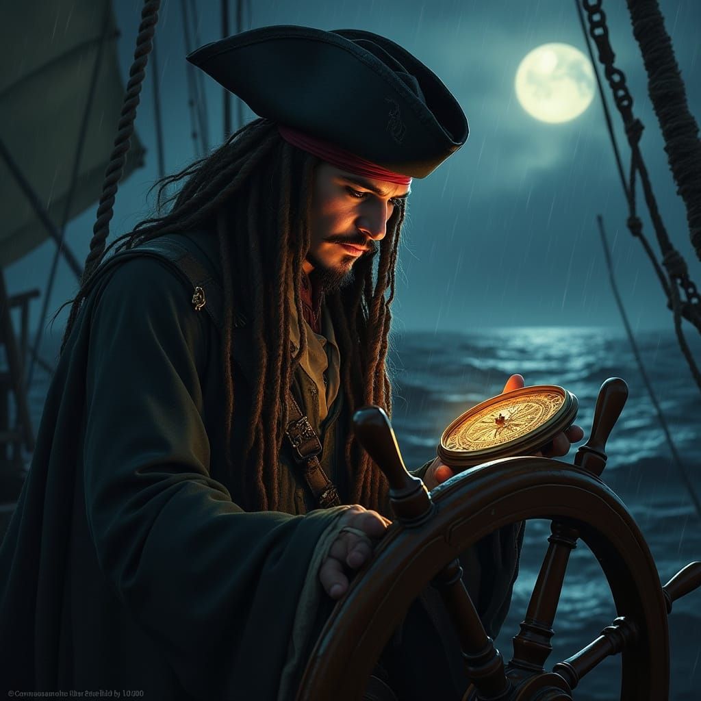 Captain Jack Sparrow Steers the Black Pearl Through Turbulen...