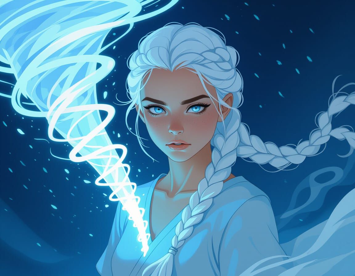 Wind Elemental Girl with Translucent Tornado