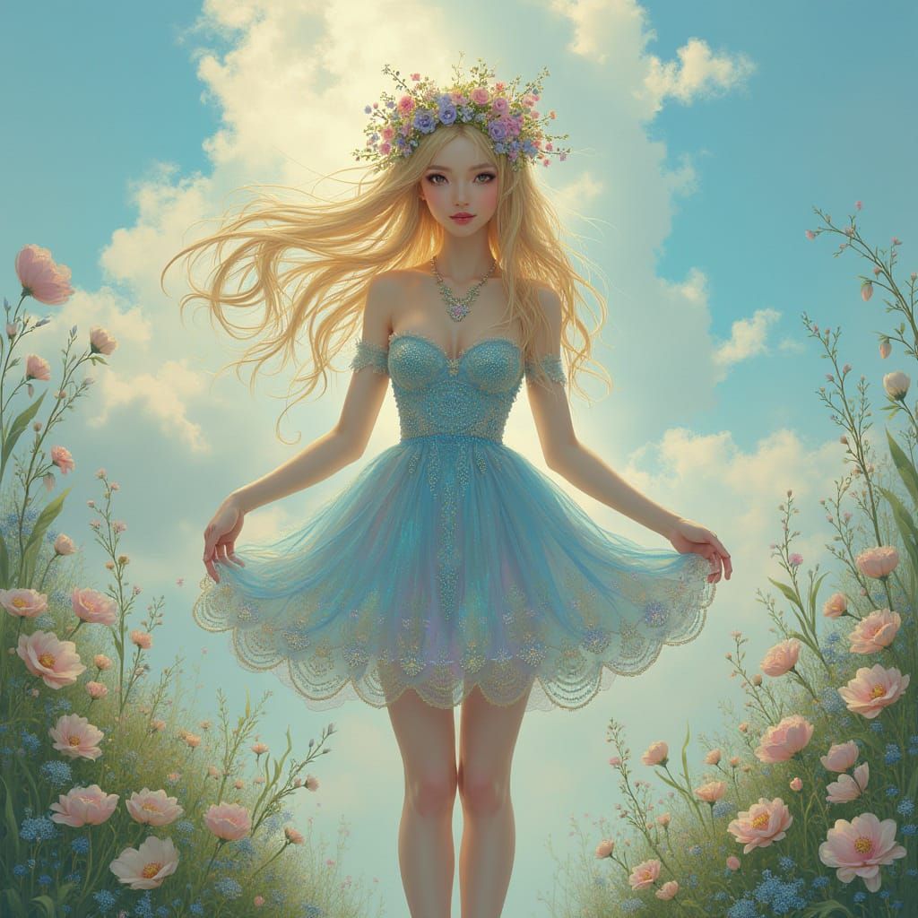 Opaline Woman in Dreamy Iridescent Style