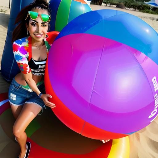 Attractive Girl with Beach Ball, Kodak Ektra Style