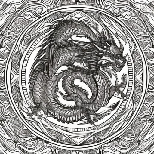 Dragon Coloring Page: Intricate Front-Facing Dragon