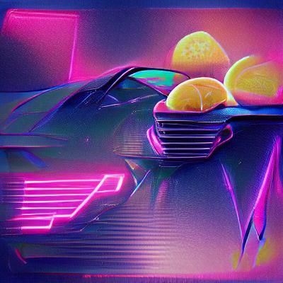 Neon Lemon in Synthwave Retro Style