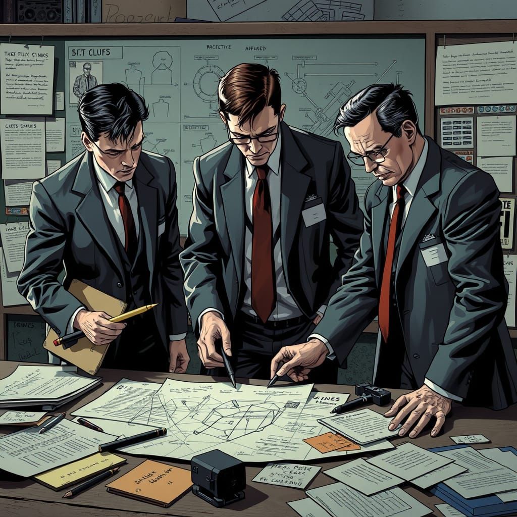 Detectives Investigate Futuristic Project Board