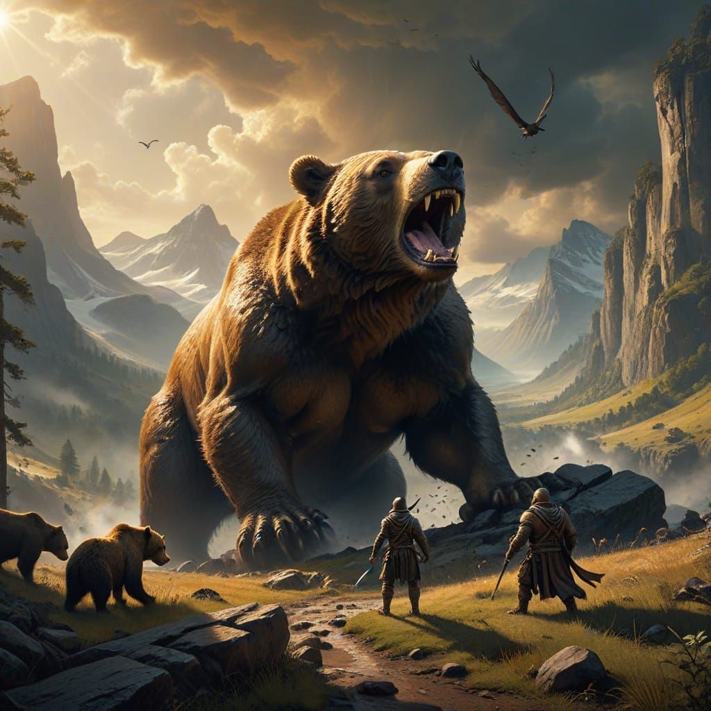 Heroic Fantasy Art: Giant Mouse Confronts Menacing Bear in E...