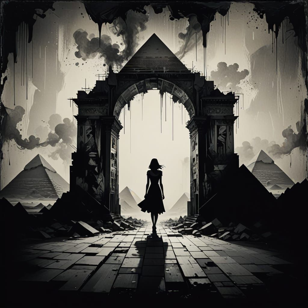 Ancient Egyptian Pyramids in Dreamlike Glitch Art