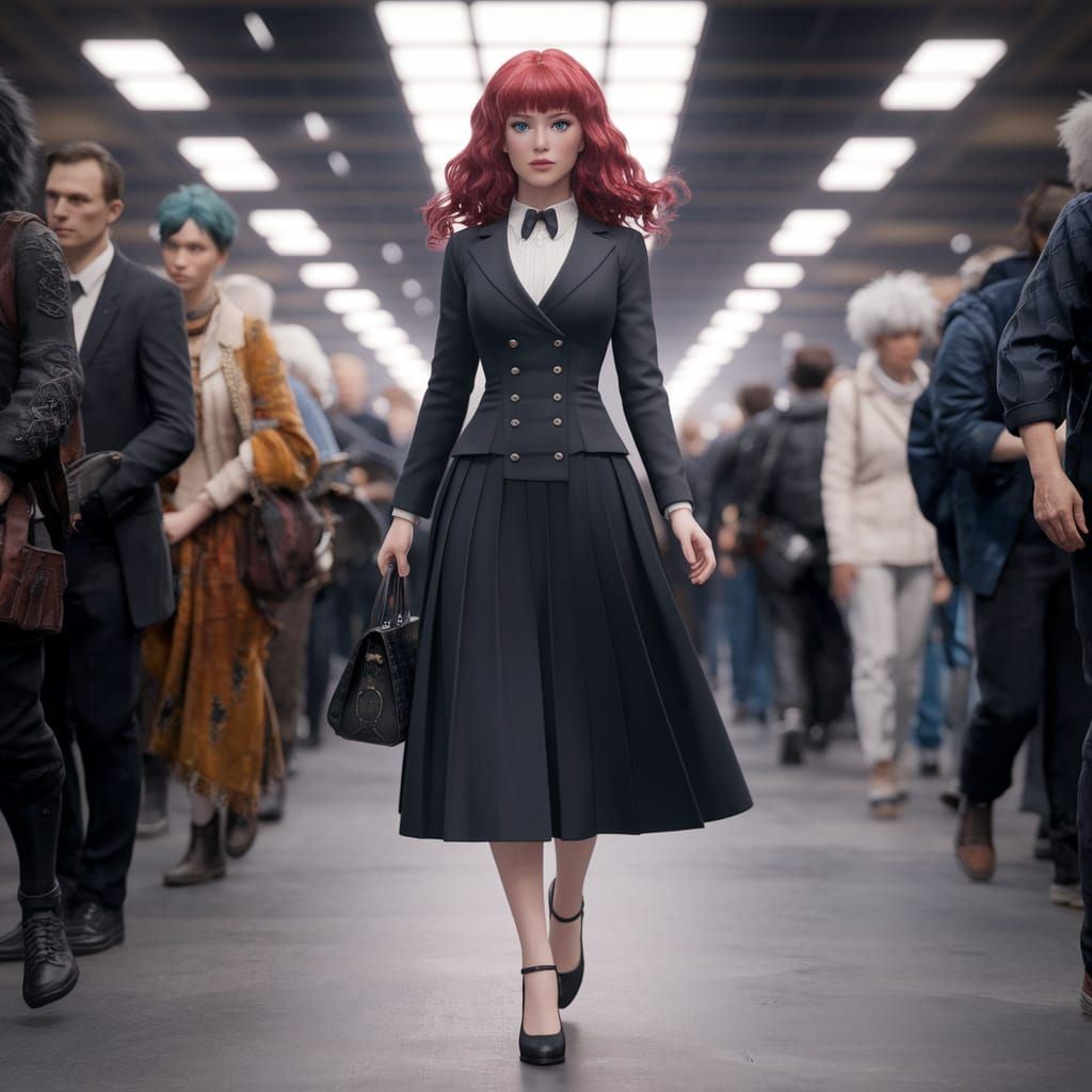 Red-Haired Woman at Anime Convention, Digital Painting