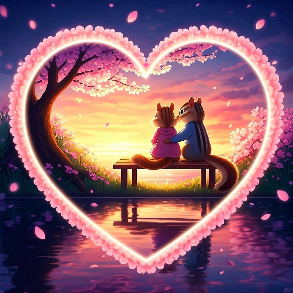 Romantic Cherry Blossom Scene in Anime Style