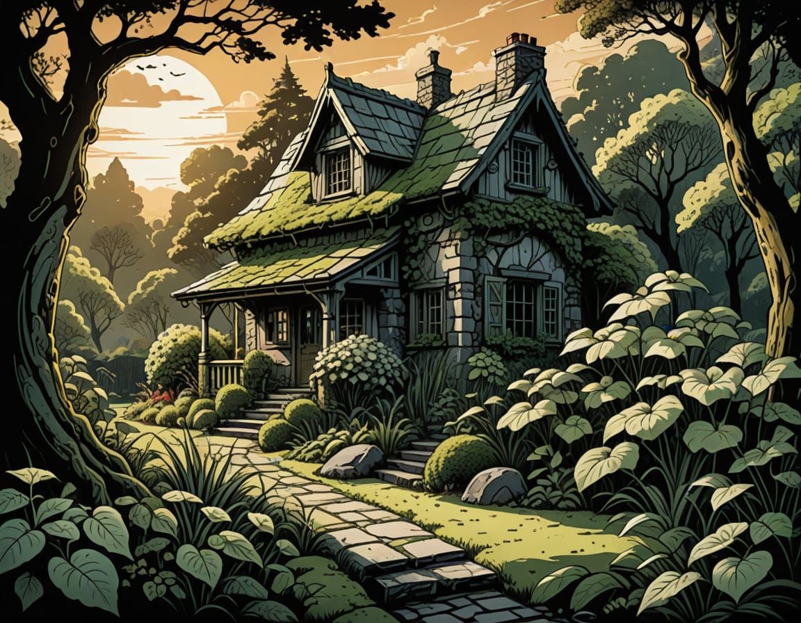 Timeless Stone Summer House in Lush Garden