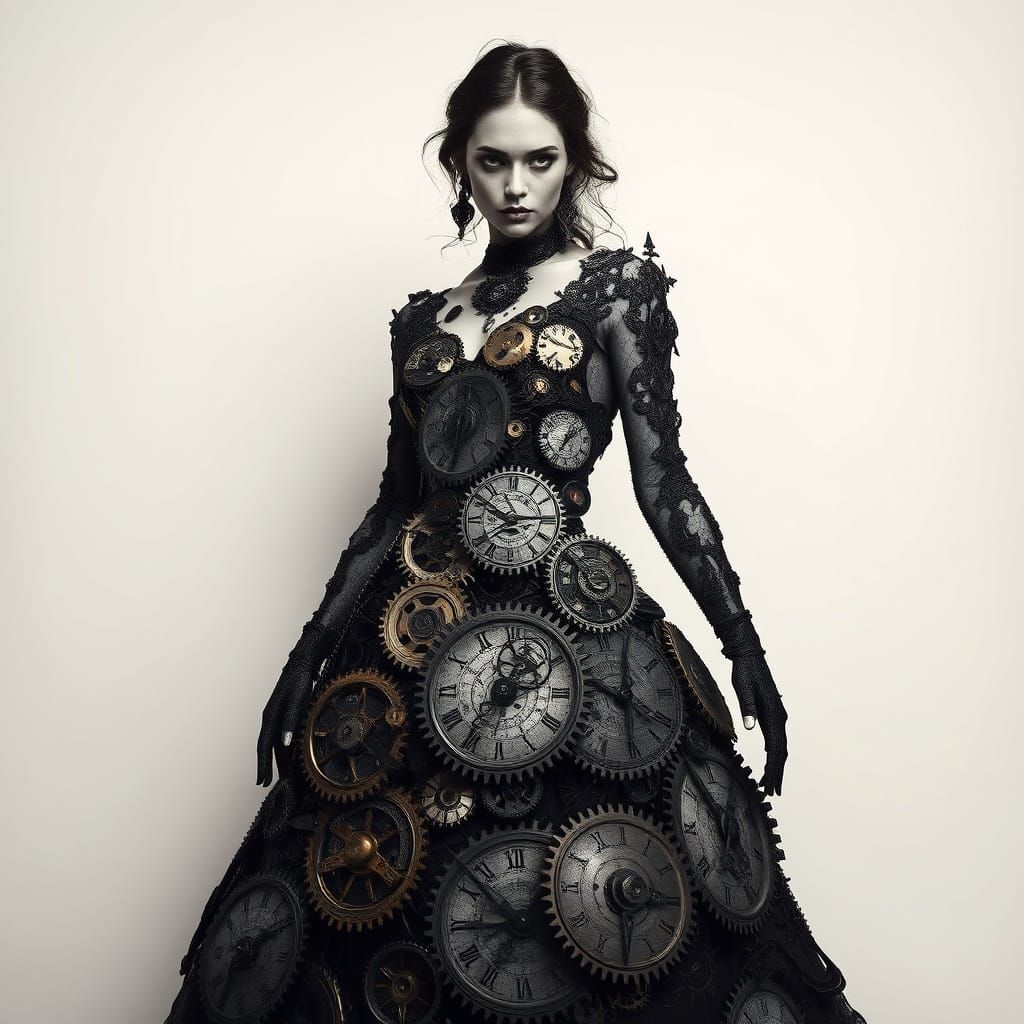 Clockwork Gown: Steampunk Fashion in Surrealist Style