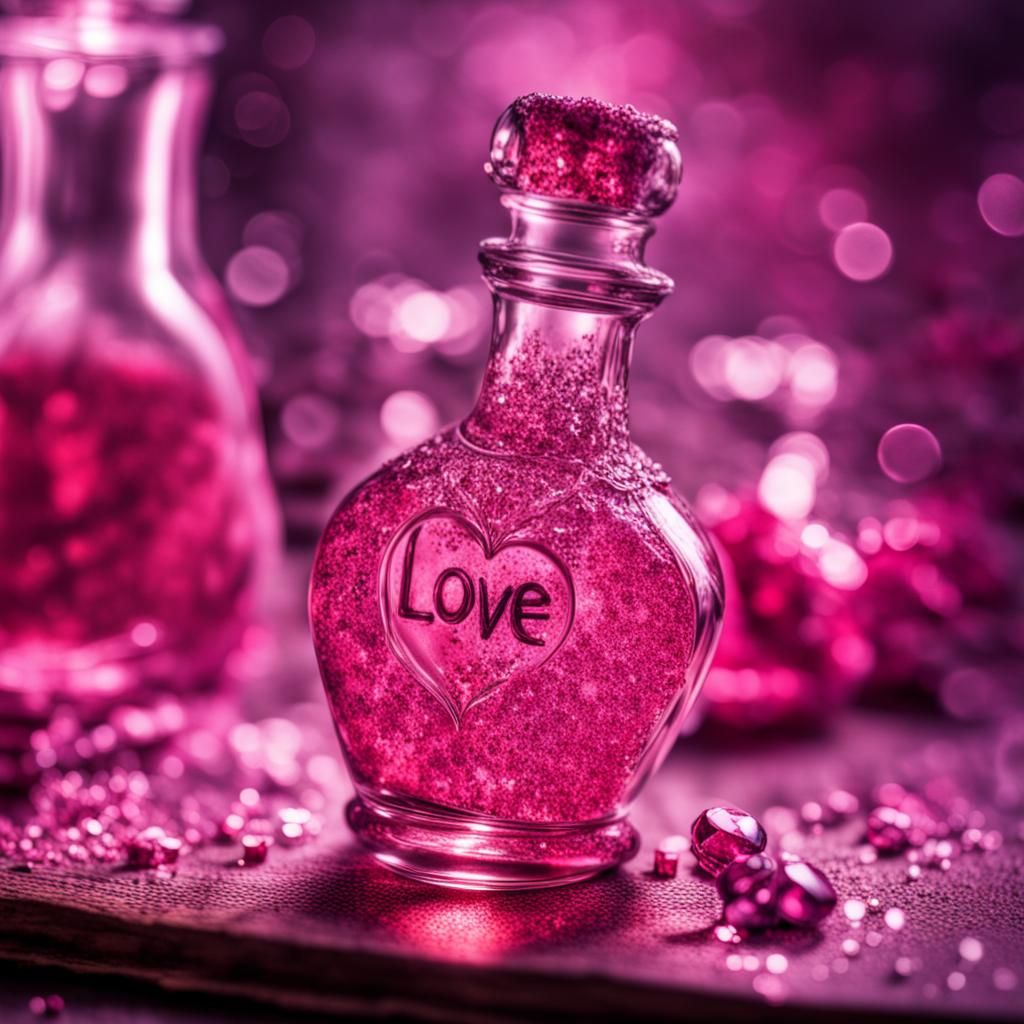 Pink Love Potion with Sparkles in HDR