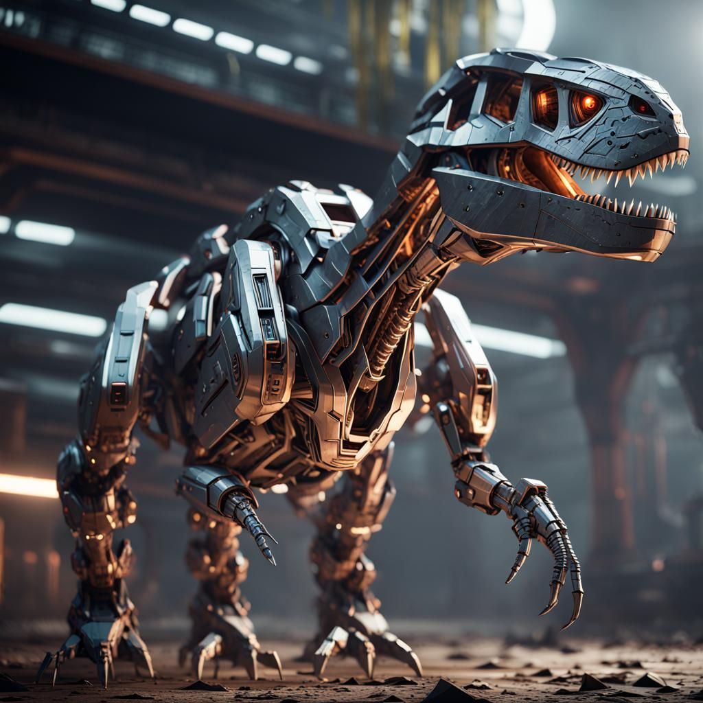 Futuristic Sci-Fi Dinosaur Mech in 8K