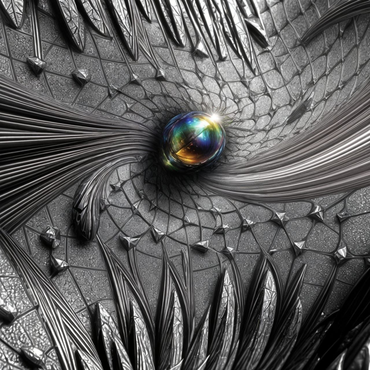 Geometric Abstract Mandelbulb in Striking Vaporwave Style