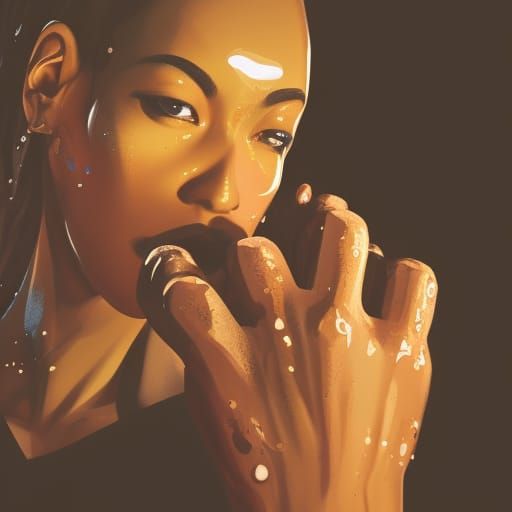 Hyperrealistic Hand in Golden Hour Light