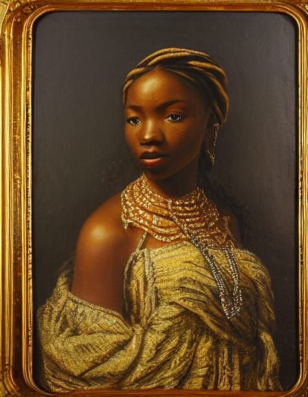 Rembrandt-Style Portrait of Woman with Braided Hair