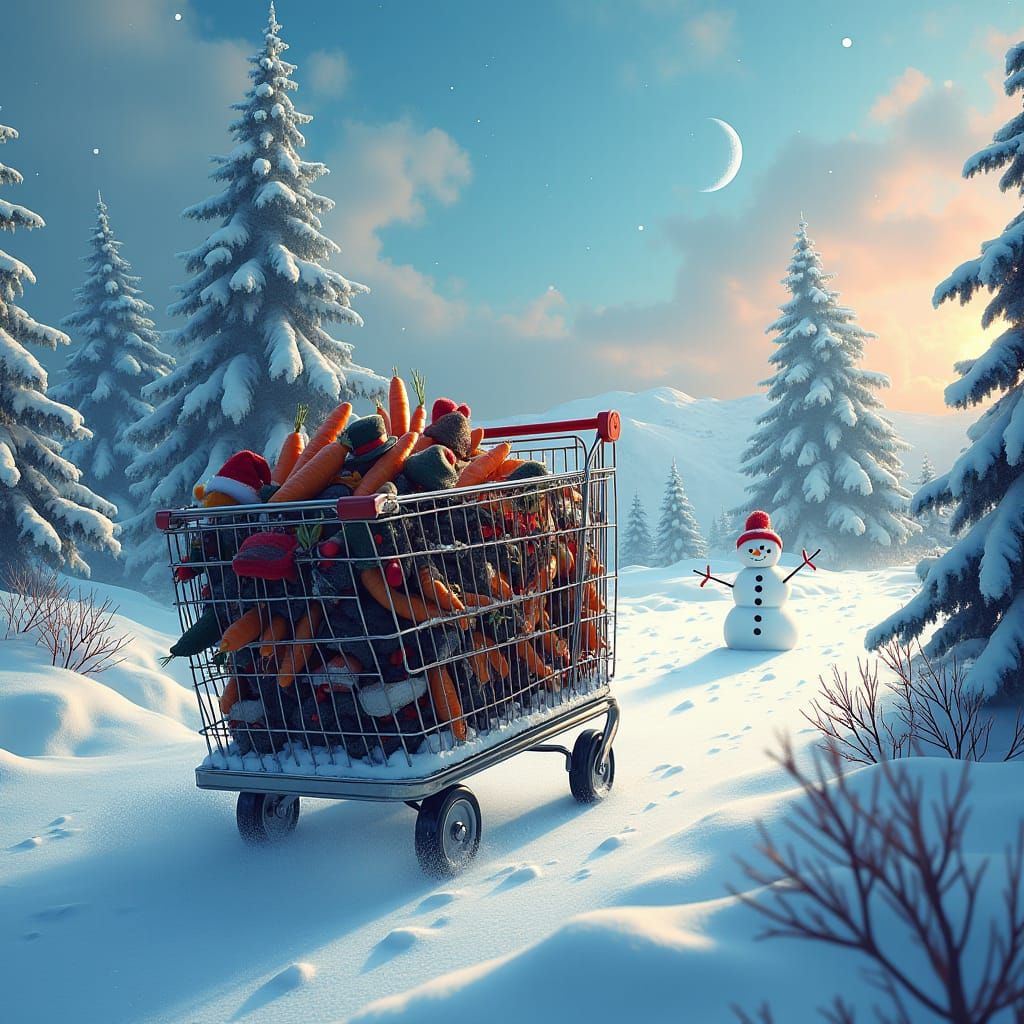 Runaway Cart on Snowy Hill: A Winter Fantasy