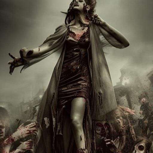Dramatic Zombie Figure in Digital Matte Painting
