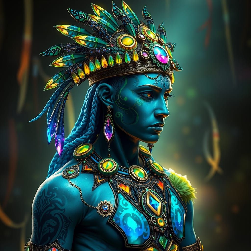 Amazonian Warrior Radiates Iridescent Gemstone Energy