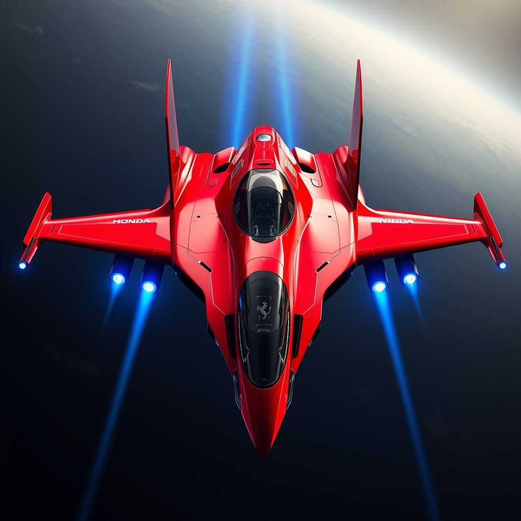 Futuristic Red Ferrari Concept Aircraft with NASA Tech