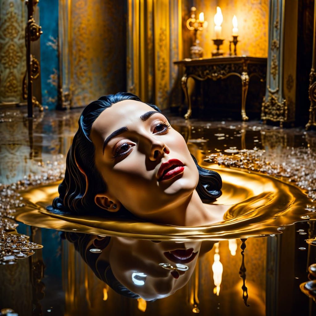 Melting Wax Statue in Surreal Abandoned Hall