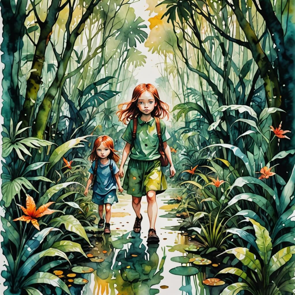 Miniature Girls Journey Through a Surreal Jungle