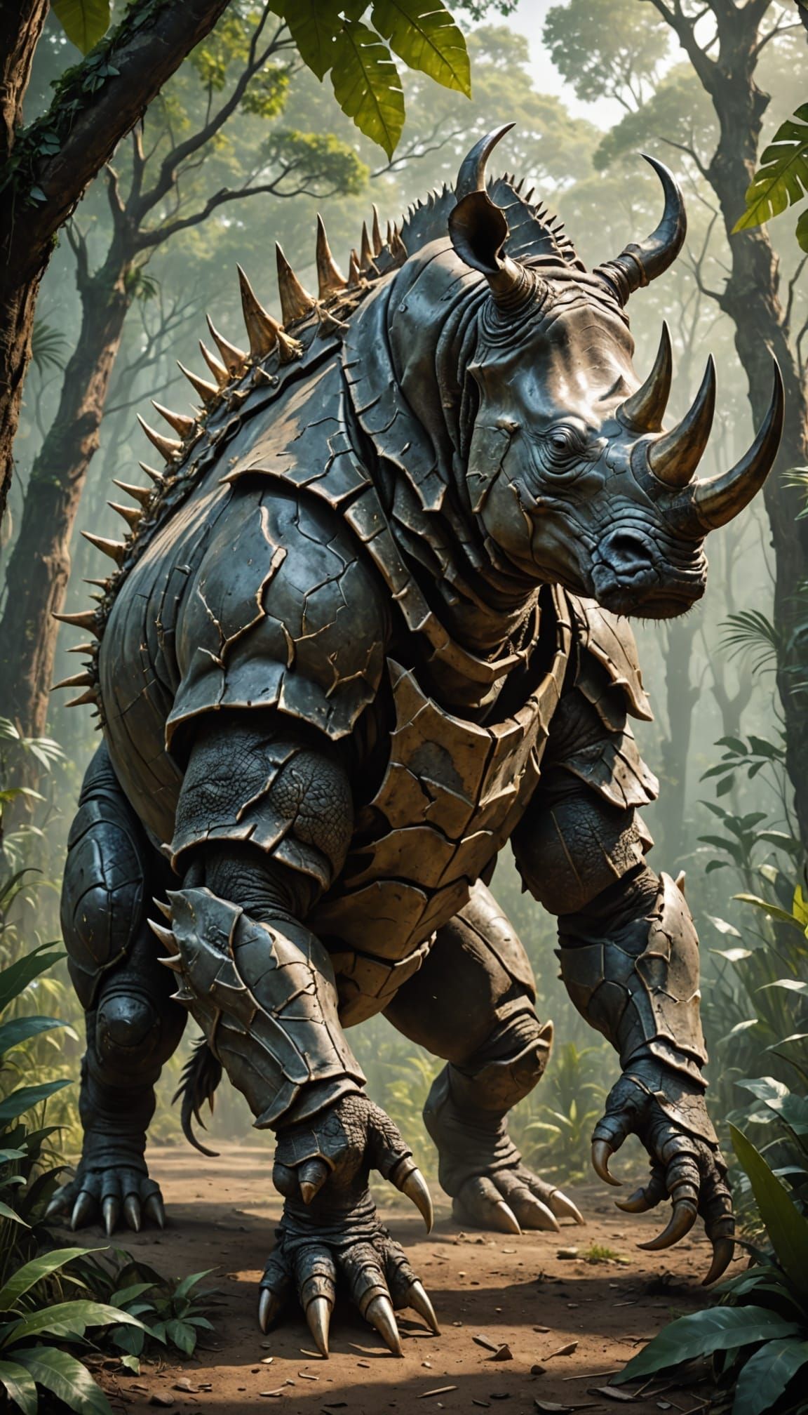 Rhino-Scorpion Hybrid Creature in Ominous Jungle