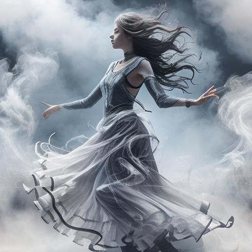 Surreal Smoke Dancer in Frantic Motion