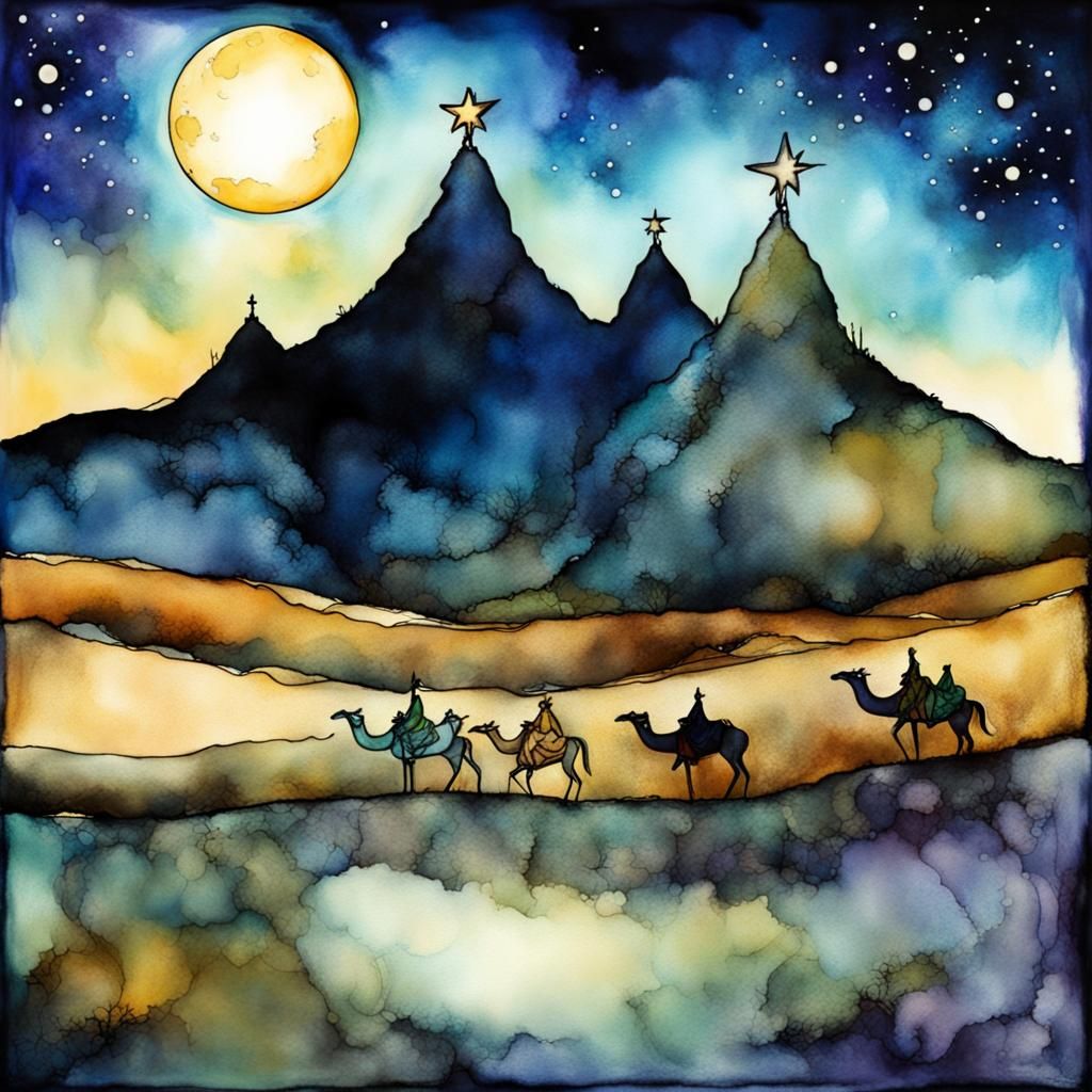 Three Kings Journeying Under a Guiding Star