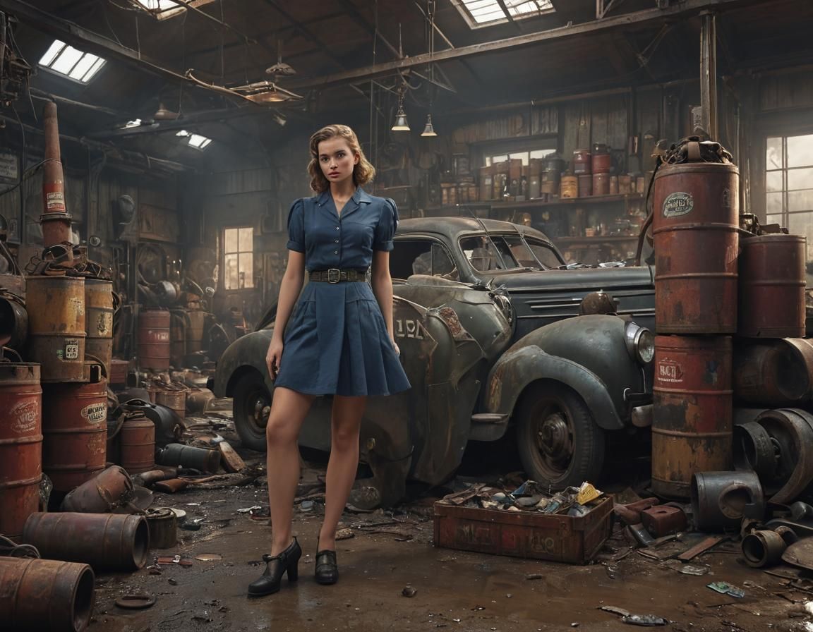 Dieselpunk Girl and Car in Grimdark Workshop