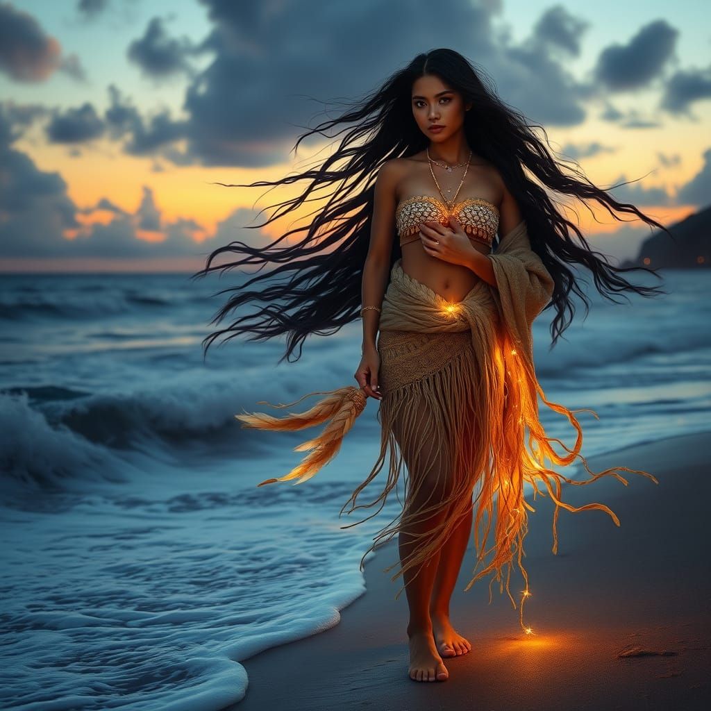 Polynesian Woman in Ethereal Fantasy Style