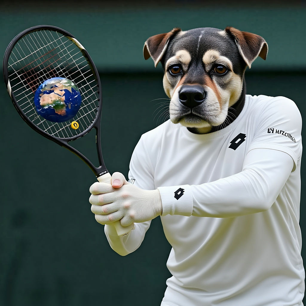 Extraterrestrial Tennis Player on Grass Court