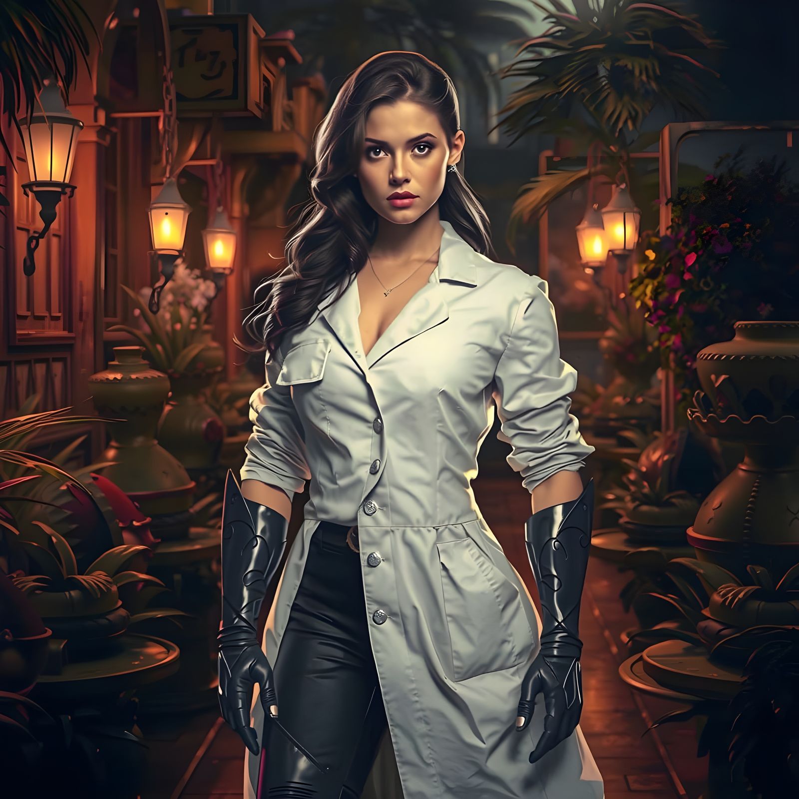 Art Deco Scene with Flowing Lines and Moody Textures